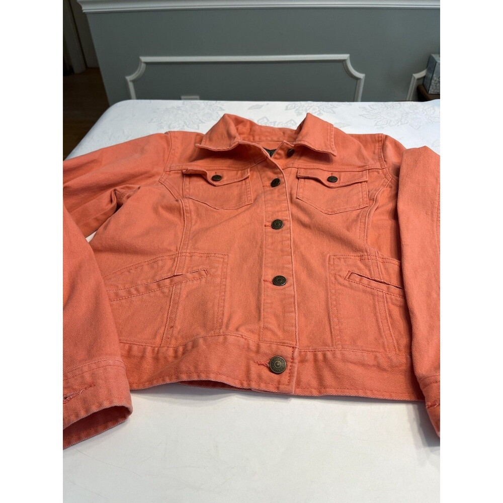Lauren Ralph Lauren Coral Pink Denim Jean Trucker Jacket Size Large